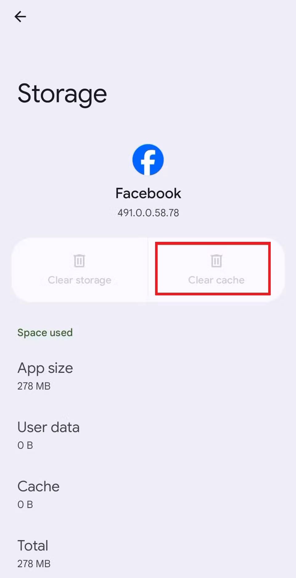 clear cache