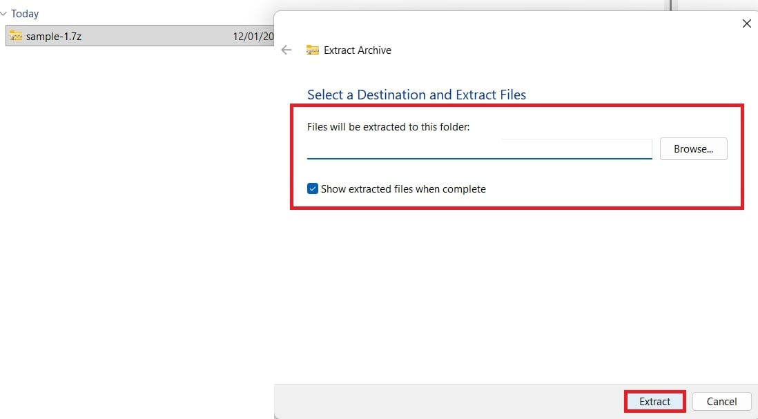 extract 7zip archive file