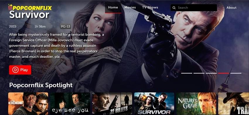 popcornflix main spotlight page