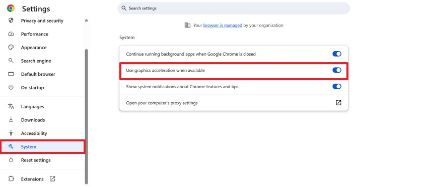 disable hardware acceleration option