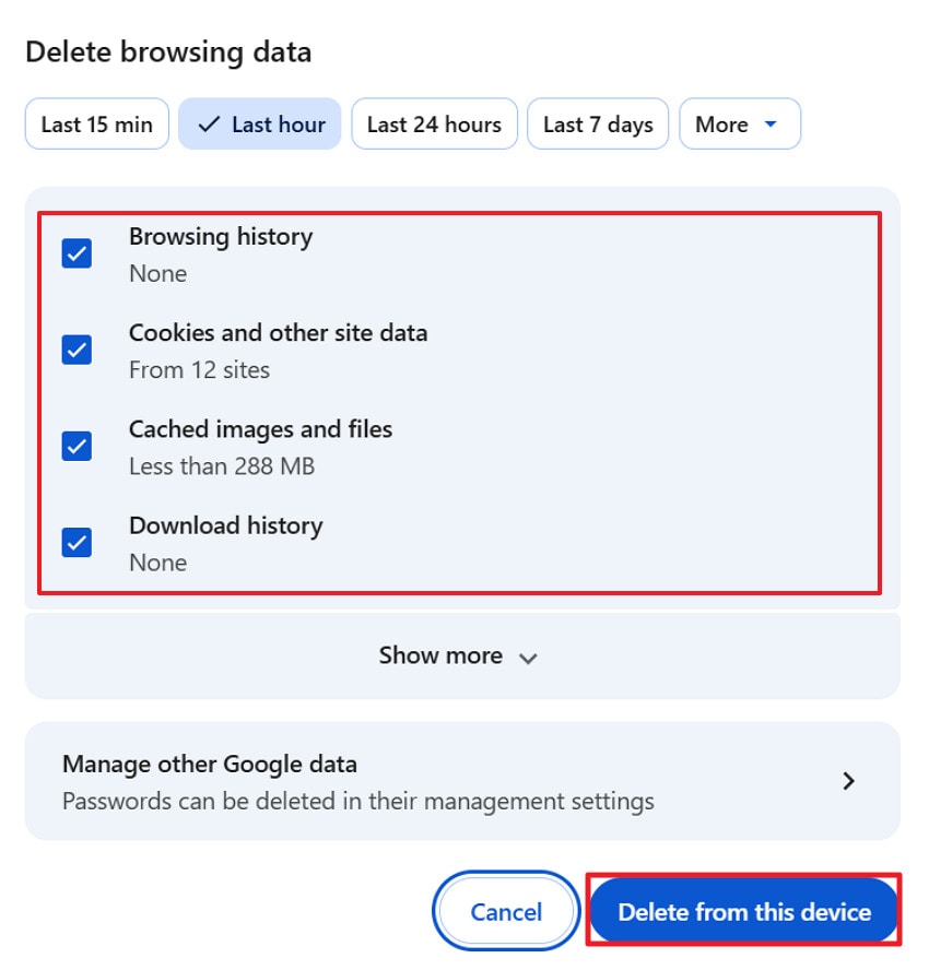 delete browser cache or cookies