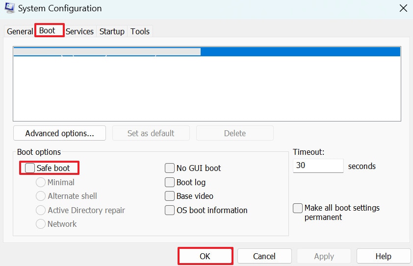 choose to safe boot and restart