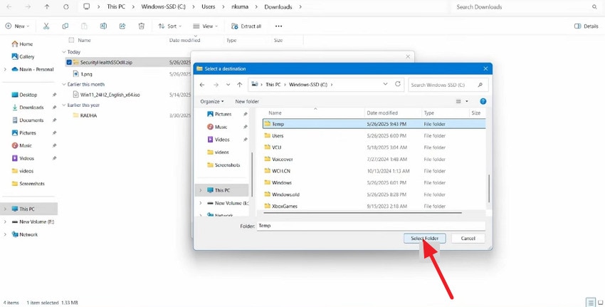 create a new folder temp