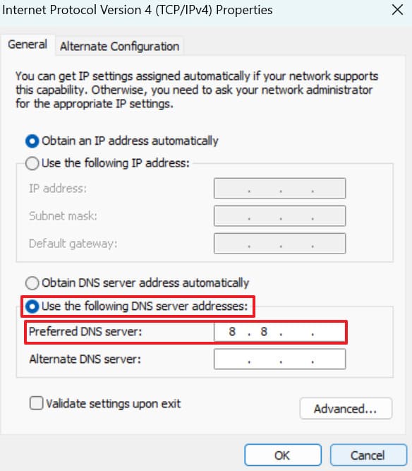 change dns settings