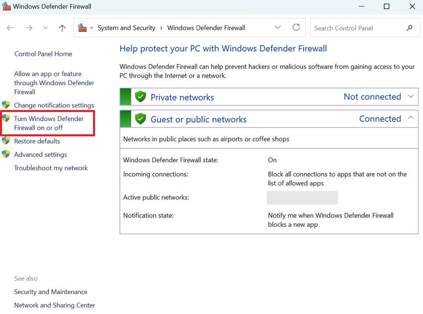 access turn windows defender firewall