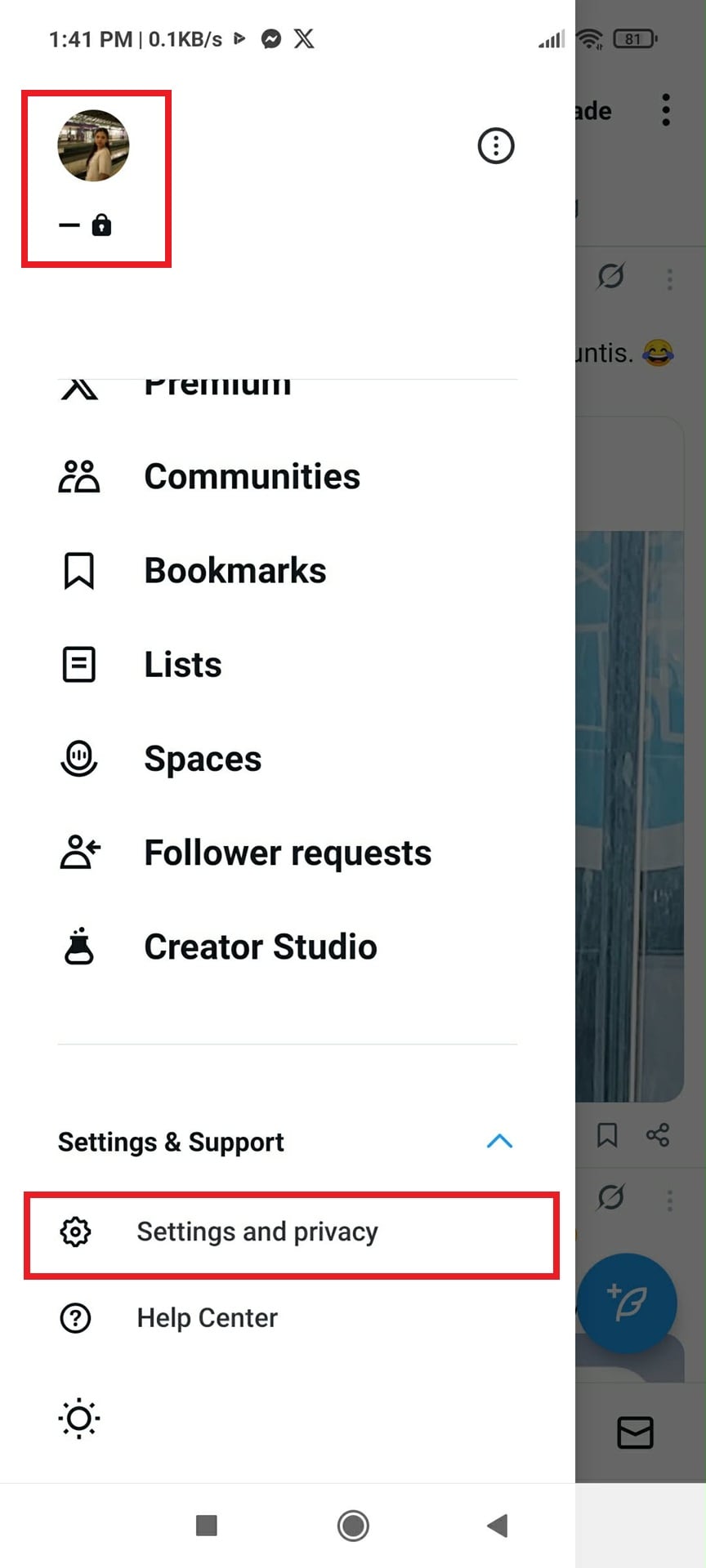 settings and privacy