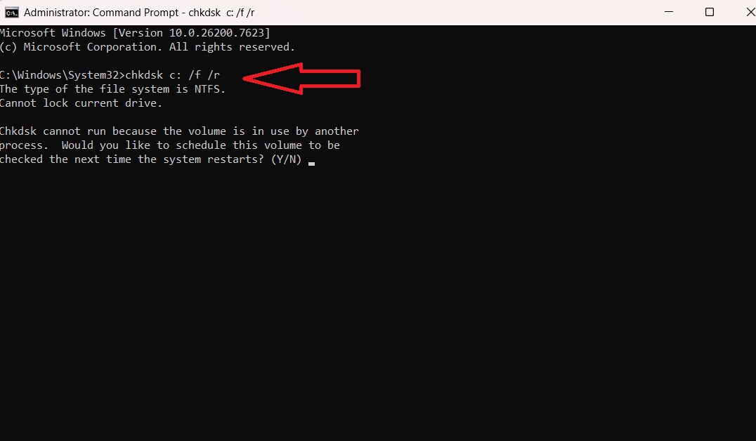 scan disk using chkdsk