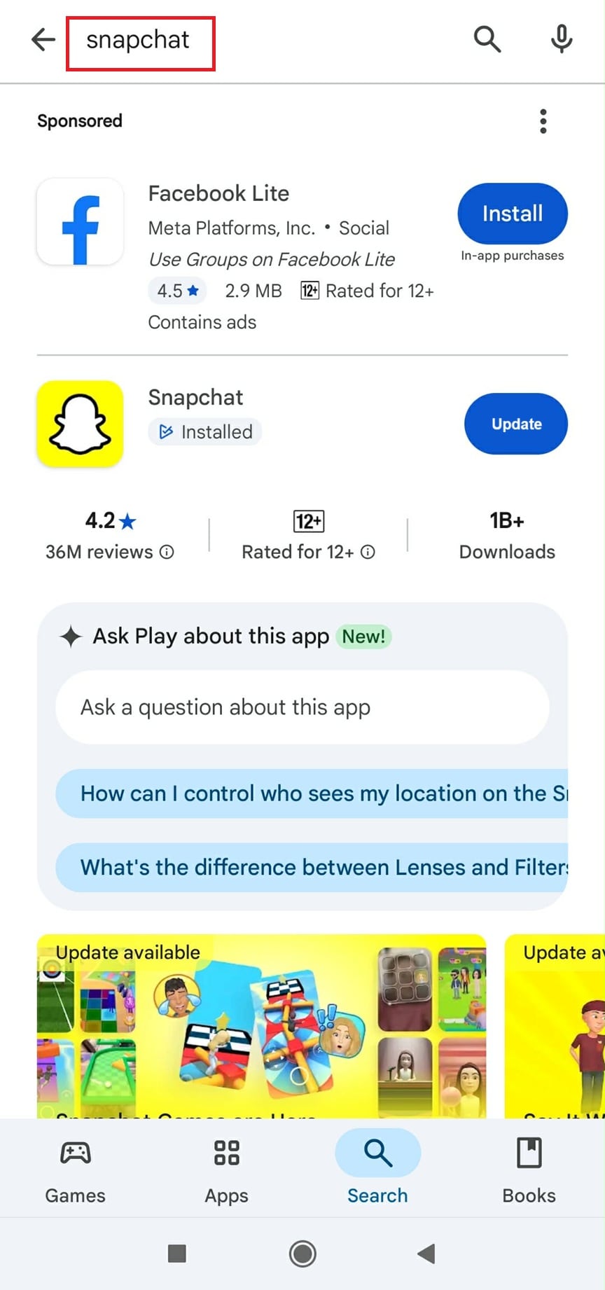 search on play store
