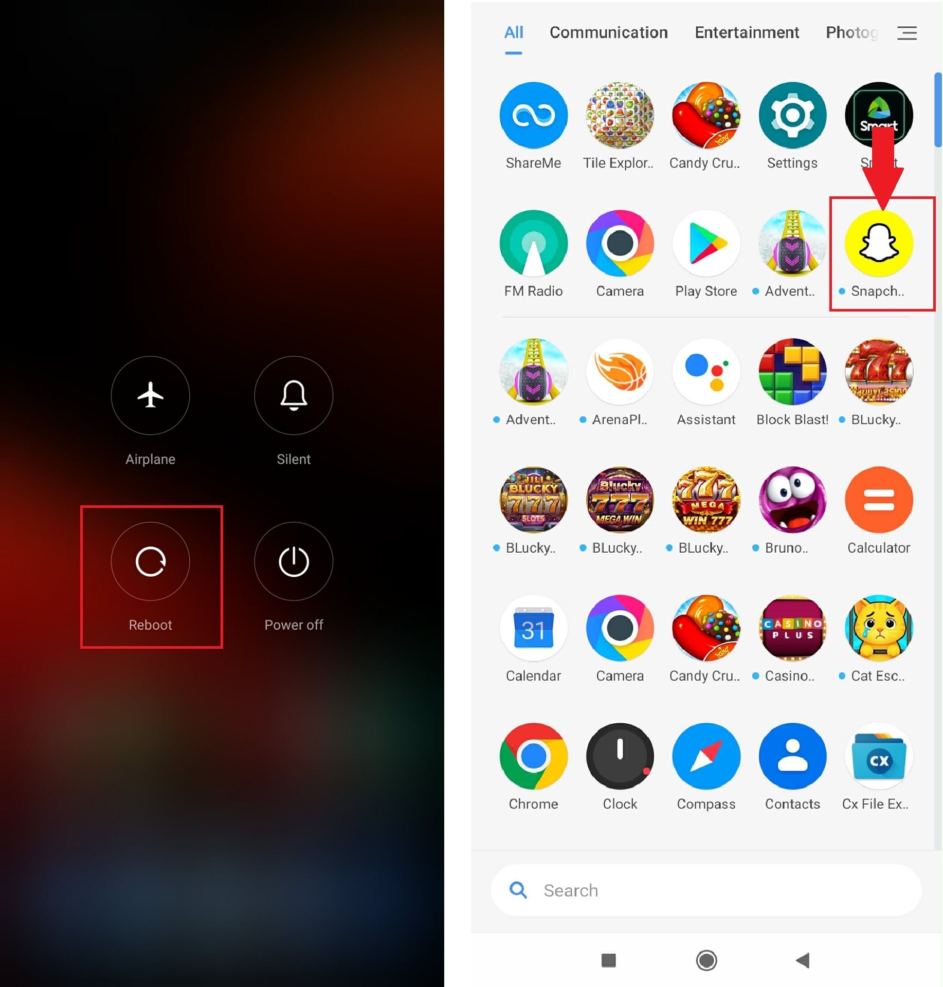reboot device and reopen the app