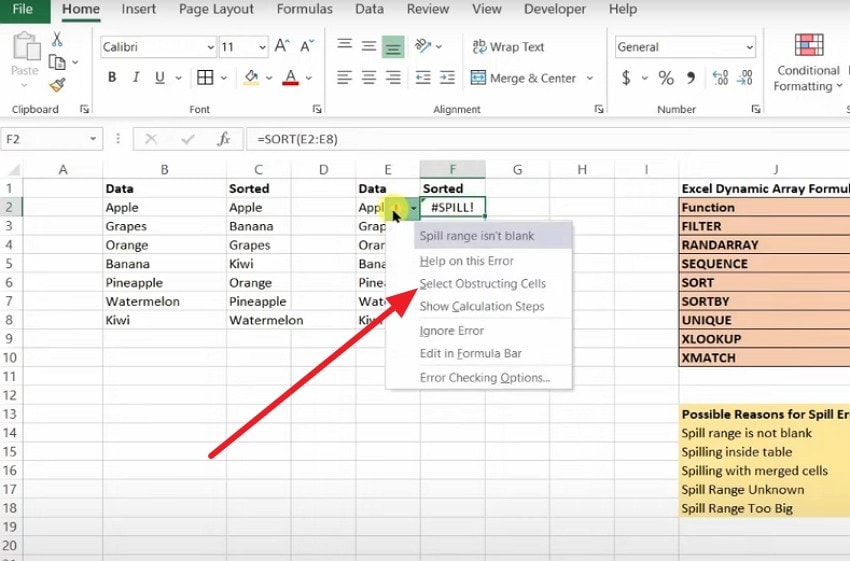 pick select obstructing cells option