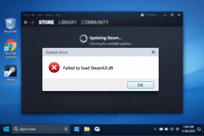 how steamui dll error appear