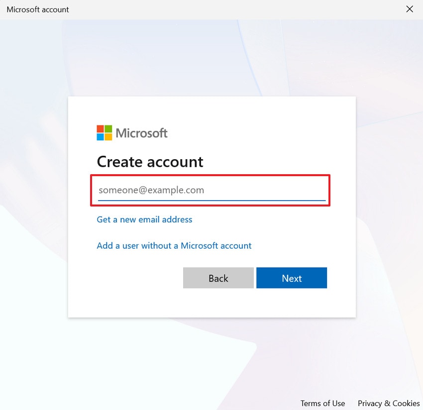 create new user account