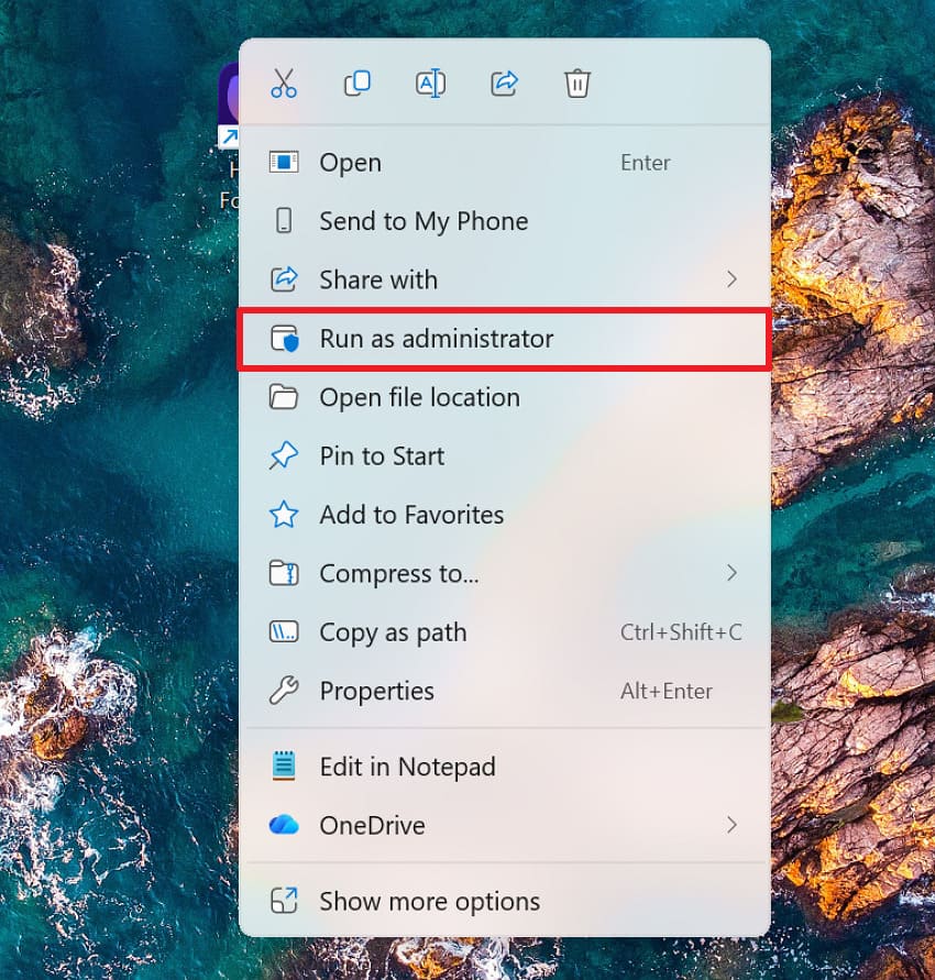 run affected program as administrator