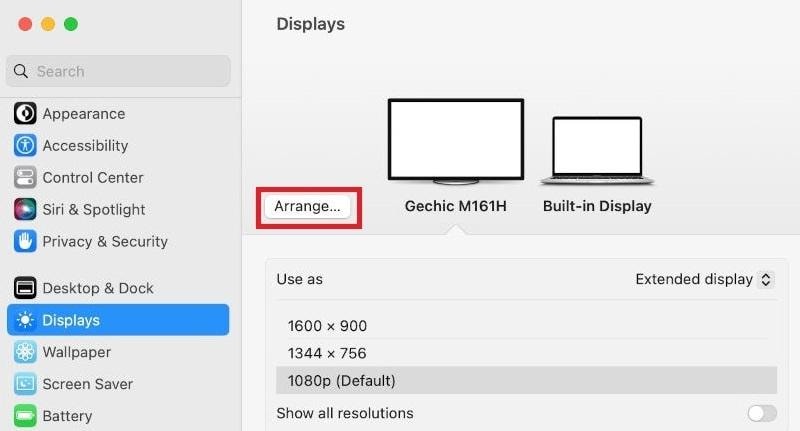 arrange display icons