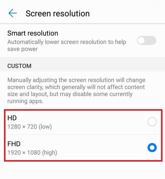 screen resolution settings