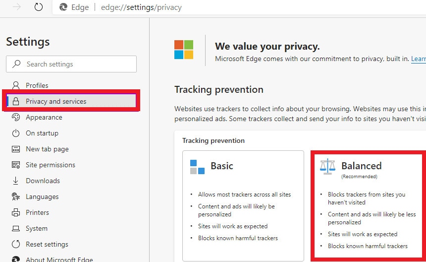 privacy and services