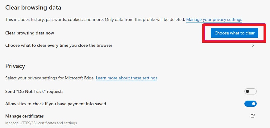 choose what to clear