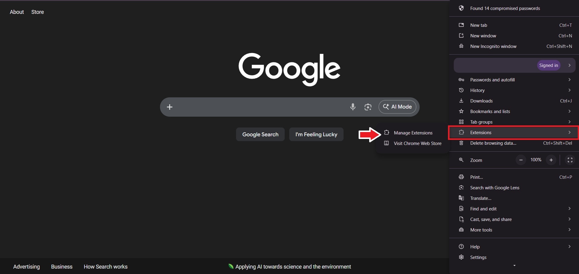 disable chrome extensions