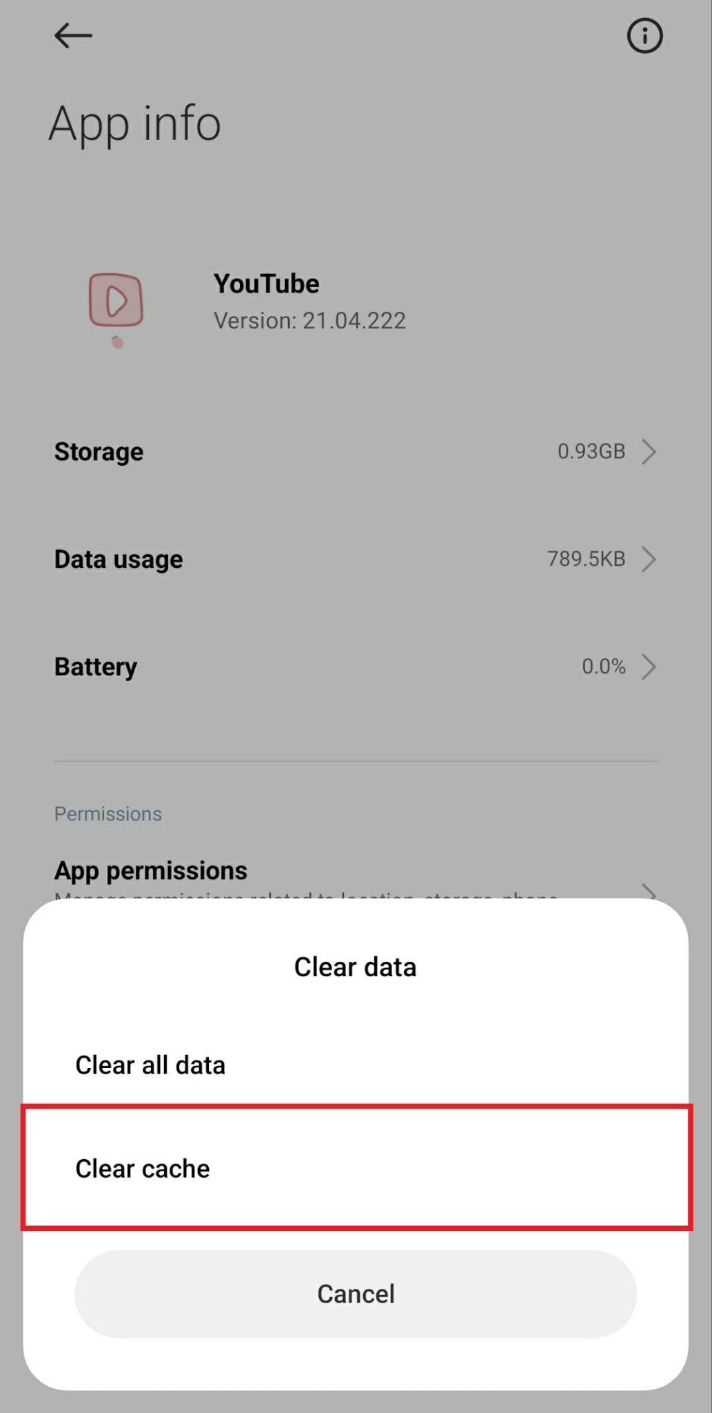 clear youtube cache mobile phone