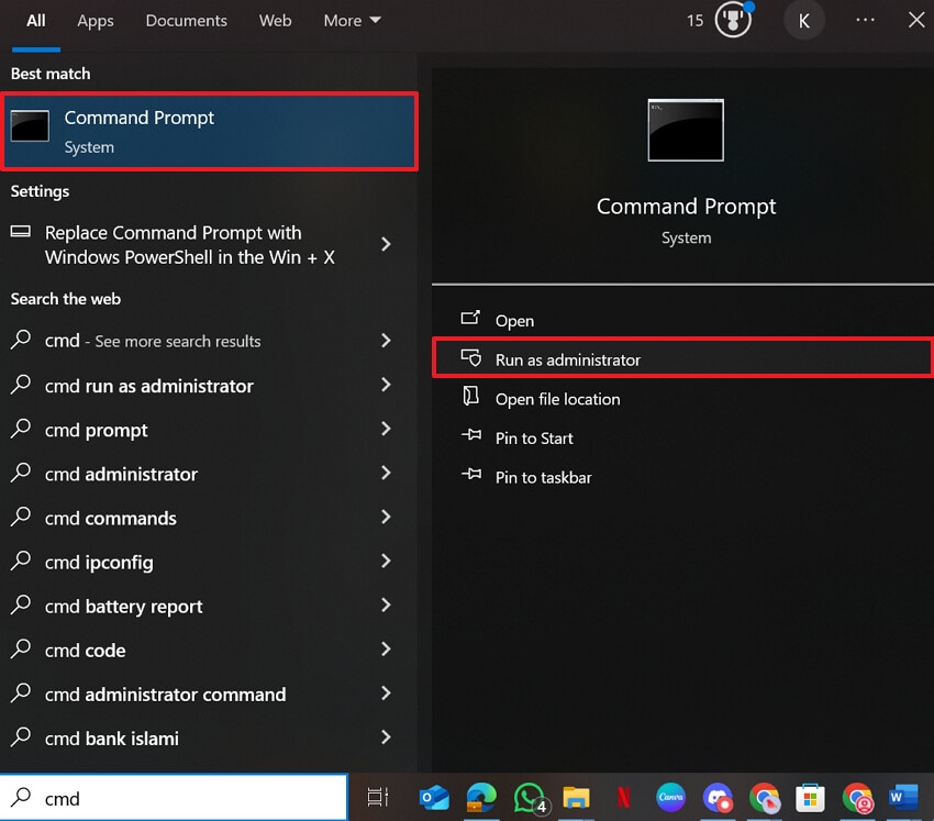 select run as administrator option