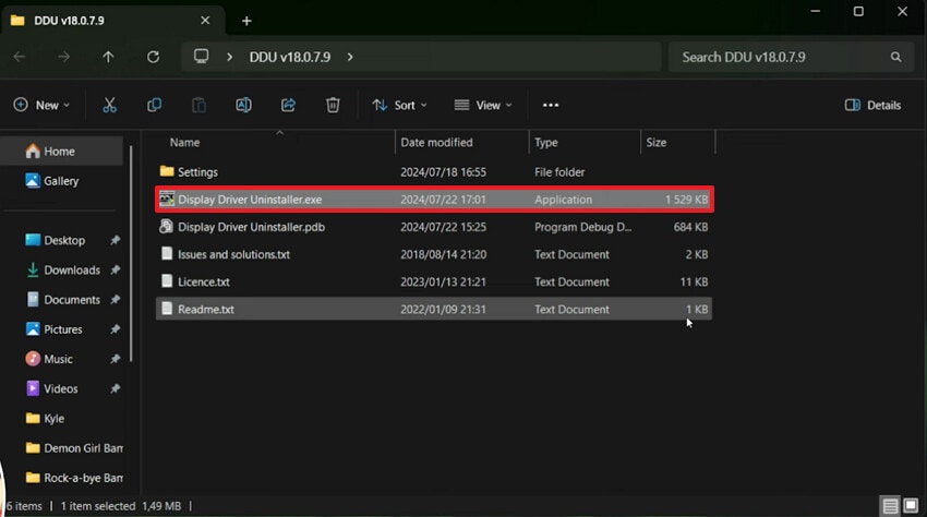 choose display driver file