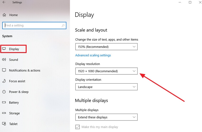 lower resolution settings windows