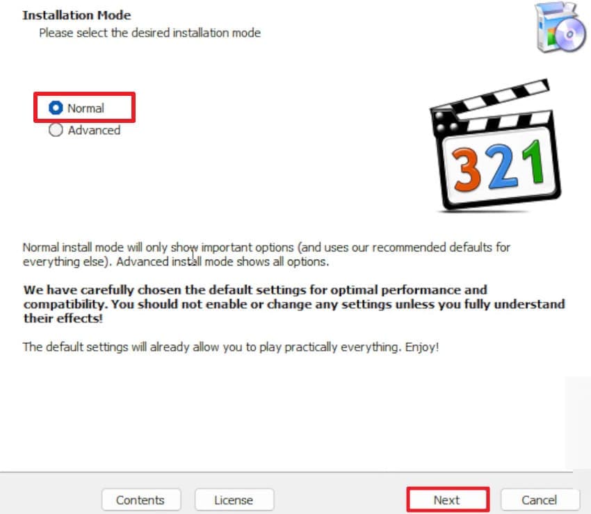 choose installation mode