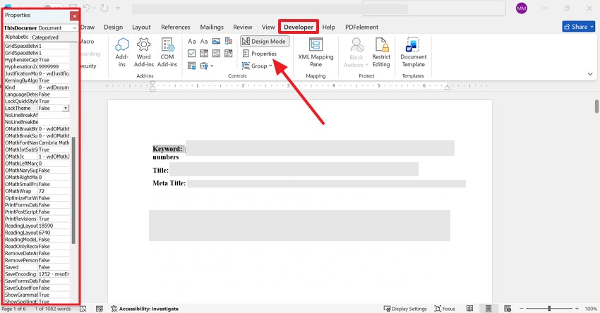 open properties to resolve locked controls