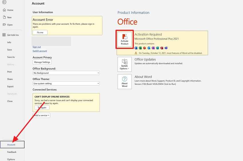 check and activate office license