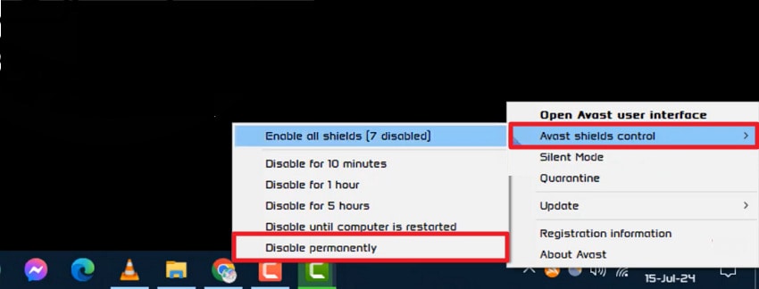 disable antivirus program