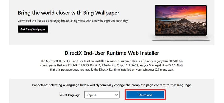 download directx components from microsoft page