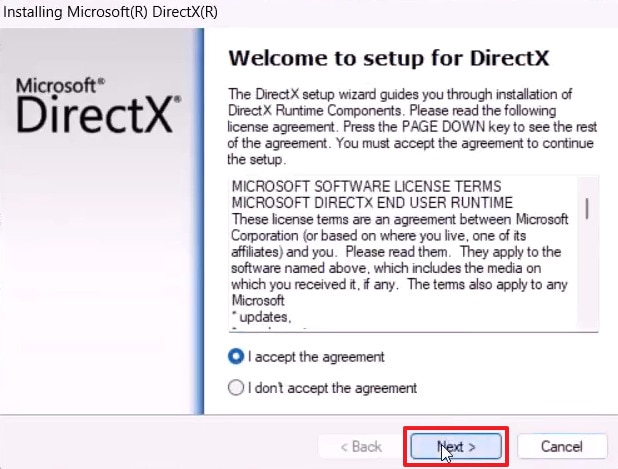 complete directx installation on windows
