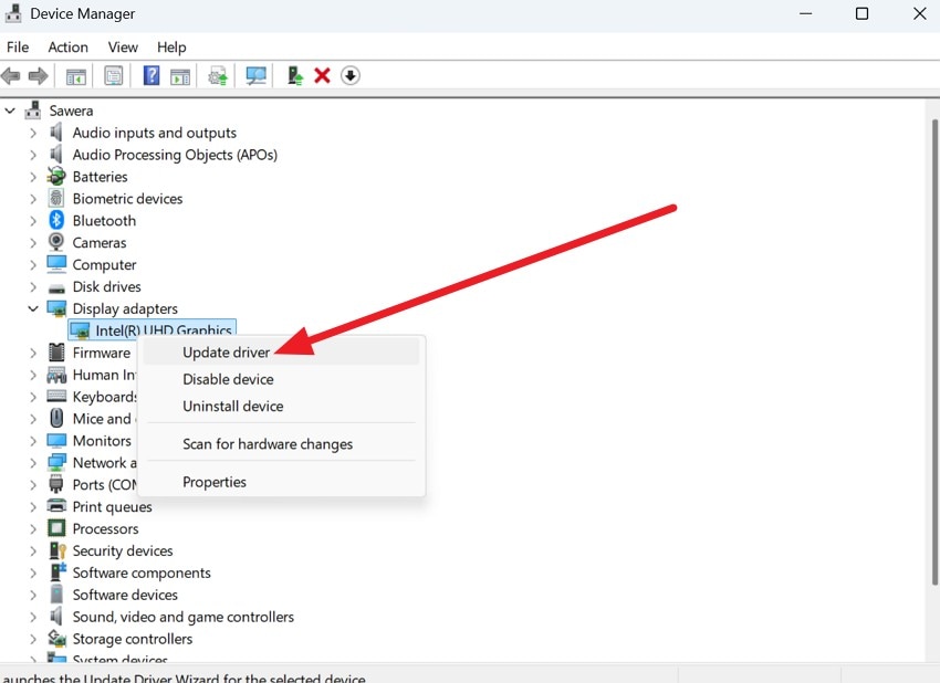 choose to update the drivers