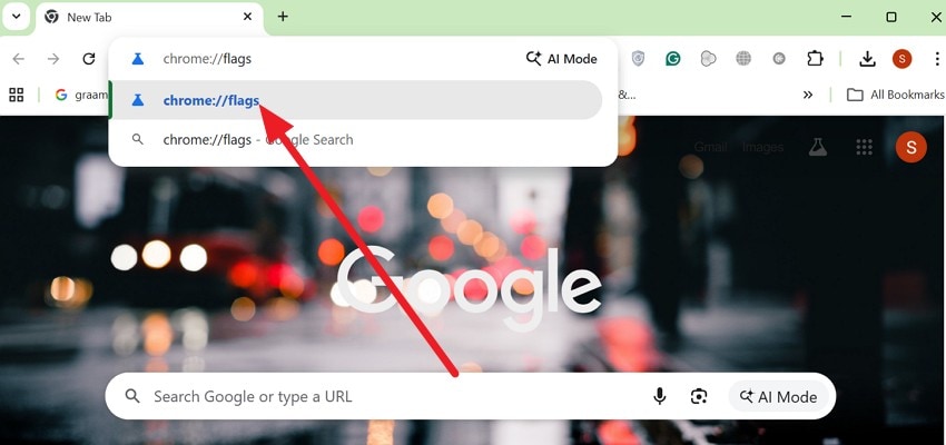 enter the command on chrome
