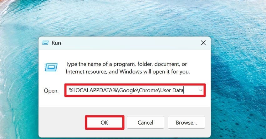 enter command and choose ok