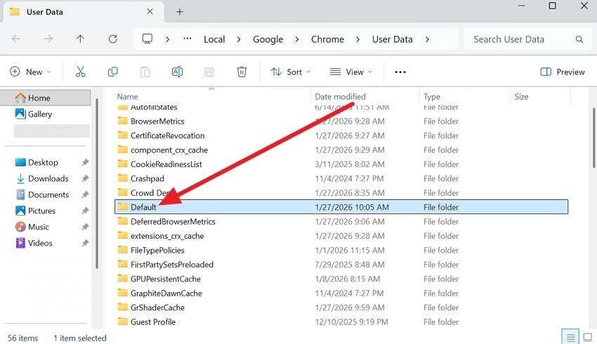 choose and rename default folder