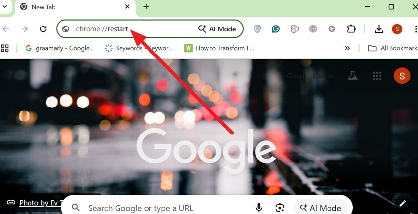 enter the command on chrome