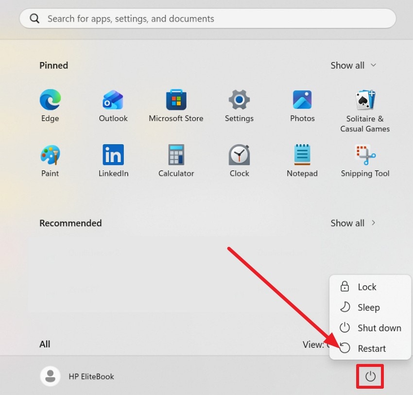 choose to restart the system