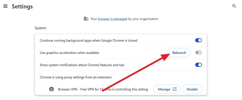 pick the relaunch option