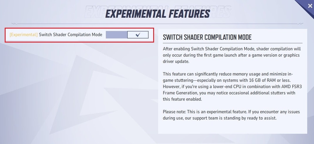 switch shader compilation mode