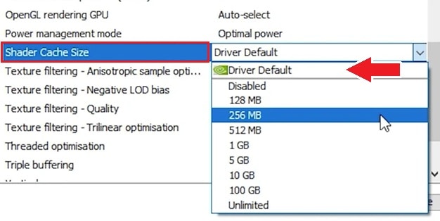adjust shader cache size