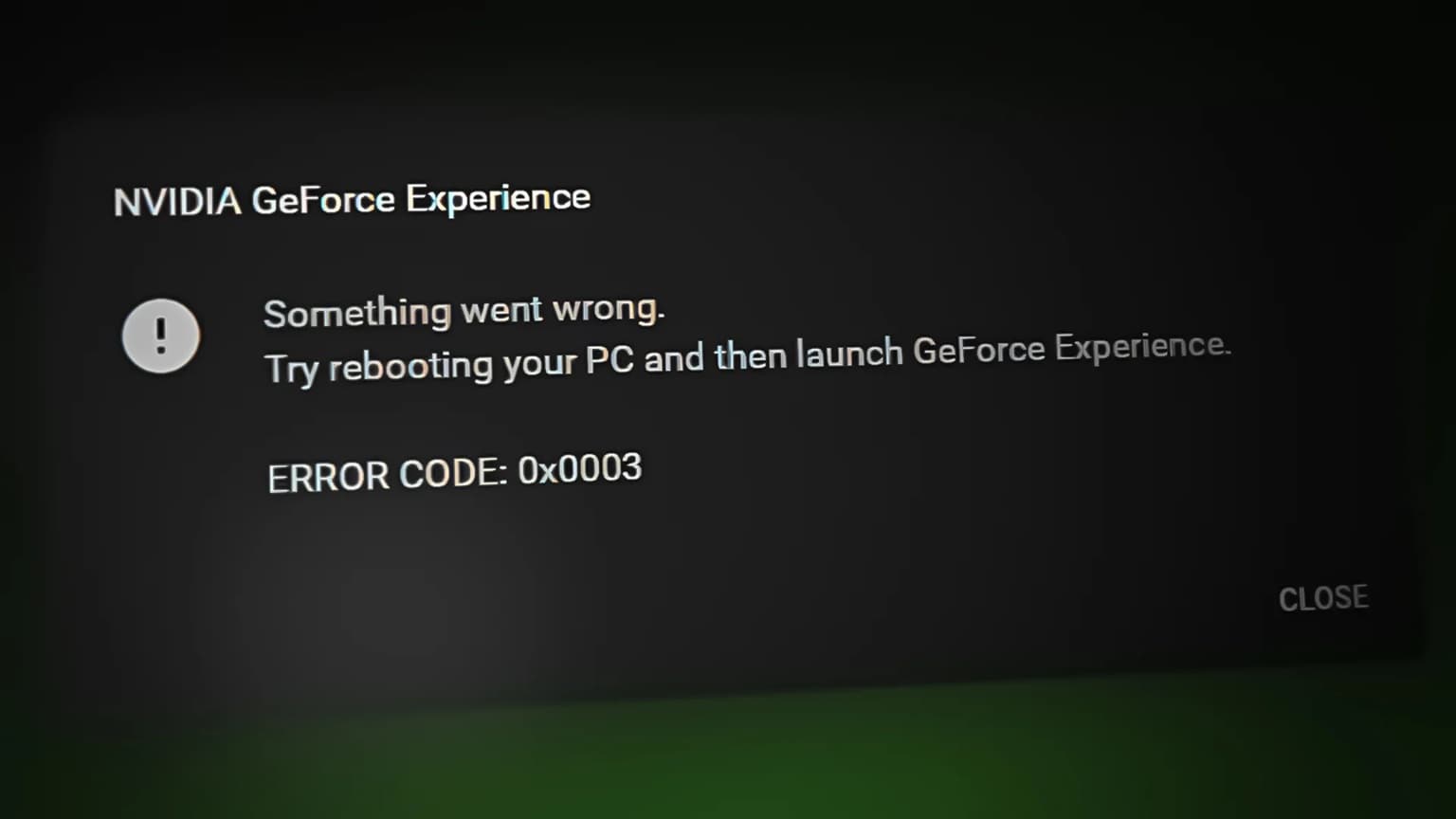 error code 0x0003