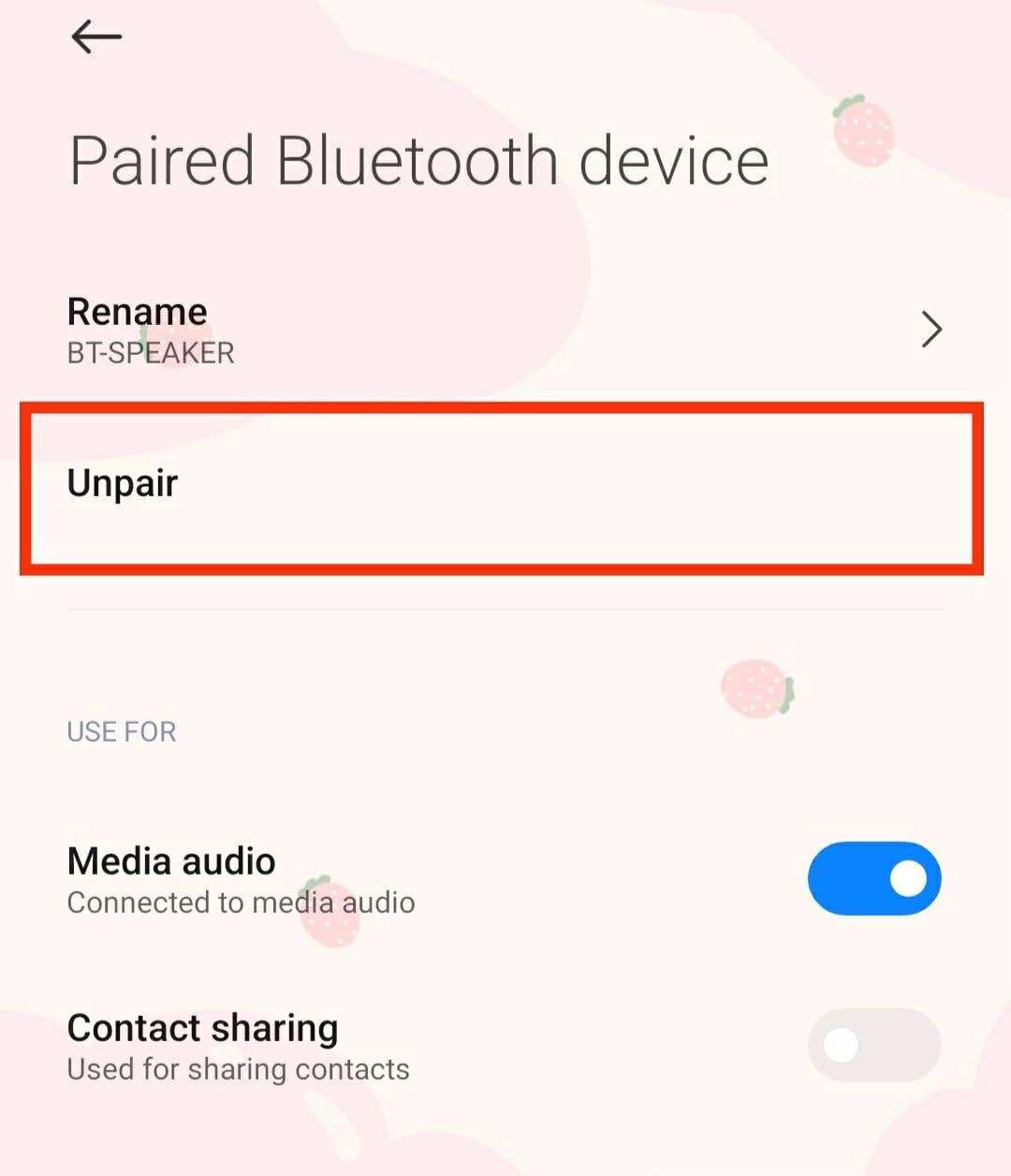 unpair bluetooth device android