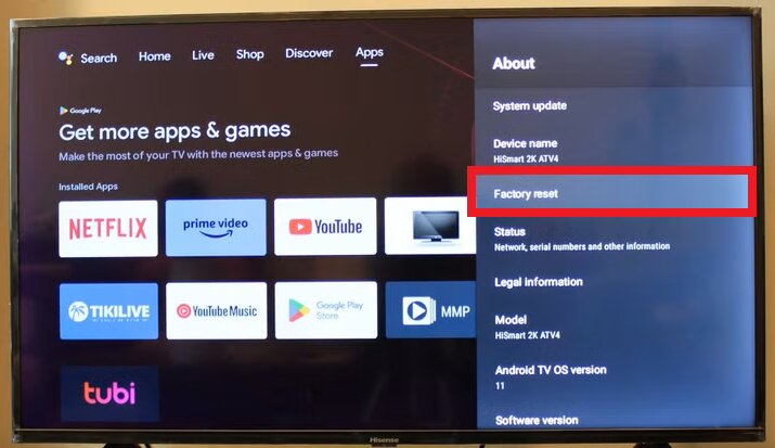 factory reset the smart tv