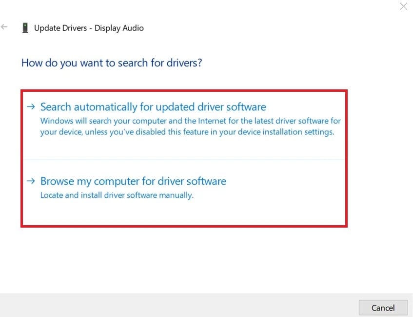 browse my computer for driver software