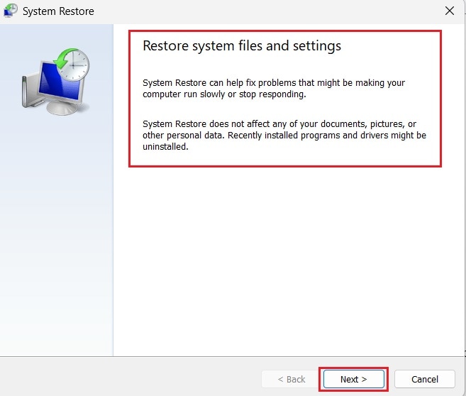 start system restore