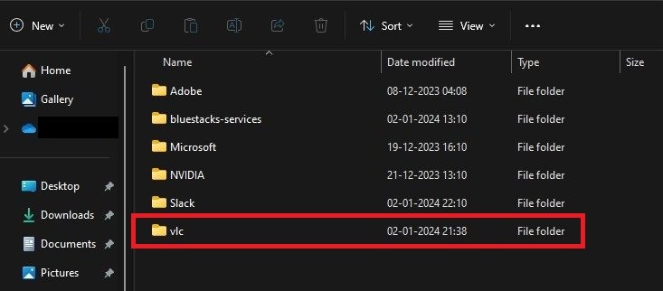 delete the vlc folder