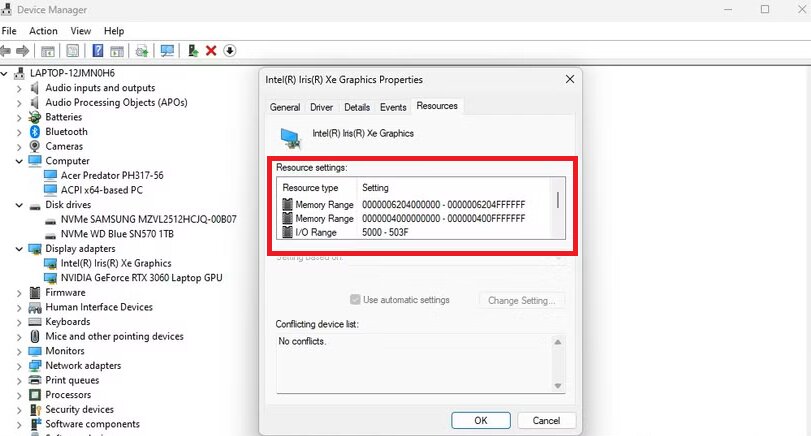 adjust resources settings