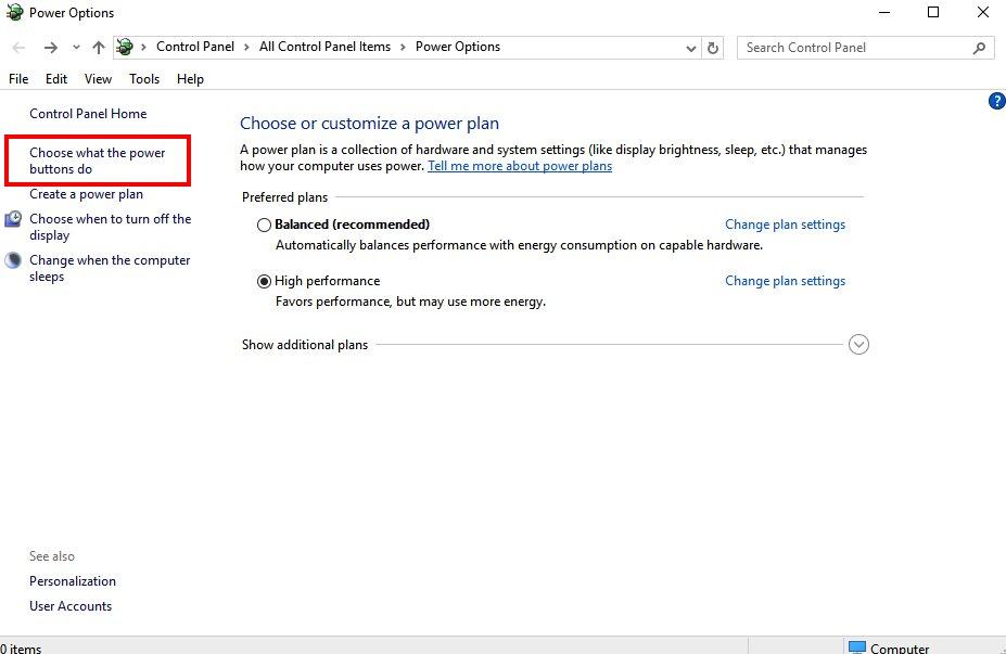 choose what the power buttons do