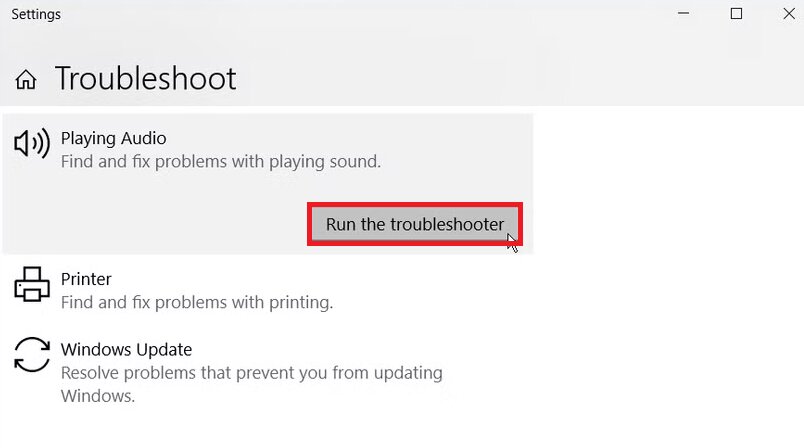 run the troubleshooter
